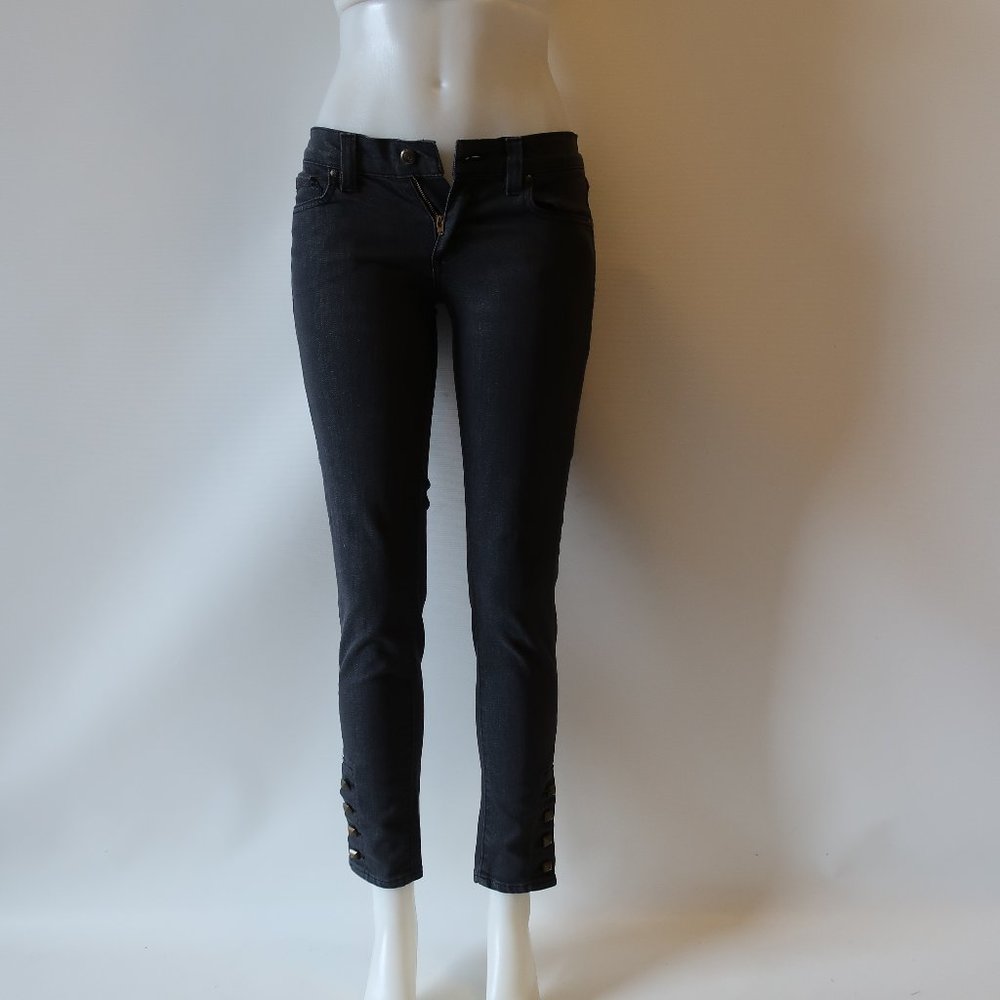ANLO GRAY SKINNY LEG JEANS W/ LEG BUTTONS SZ 27*